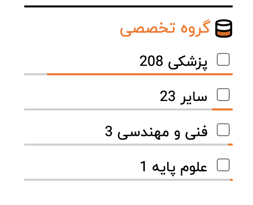 فیلتر بر اساس گروه‌های علمی