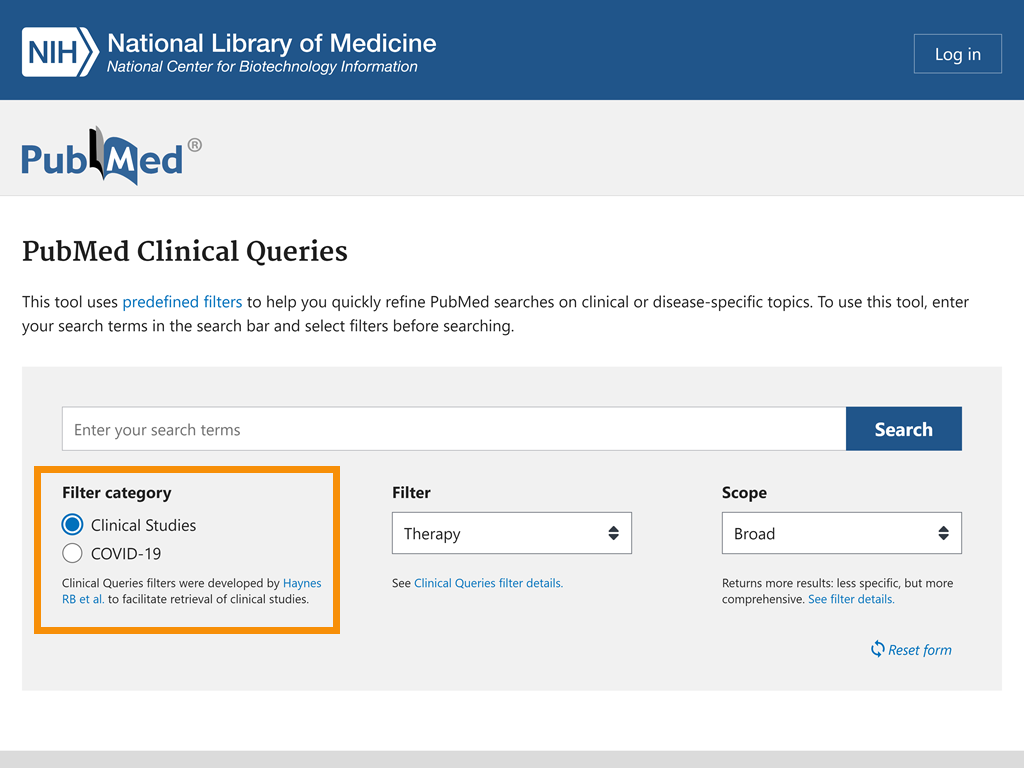 فیلتر clinical query در پابمد